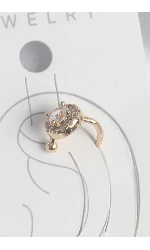 Pirinç Gold Renk Zirkon Taşlı Kadın Kıkırdak Küpe