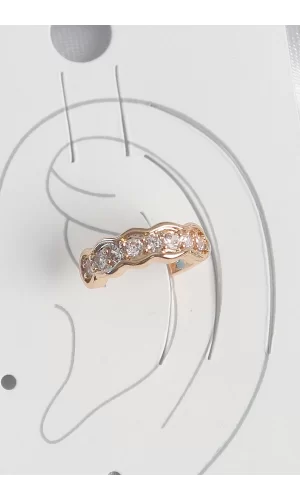 Pirinç Gold Renk Zirkon Taşlı Kadın Kıkırdak Küpe