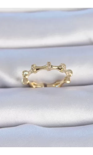 Pirinç Gold Renk Zirkon Taşlı Kadın Yüzük