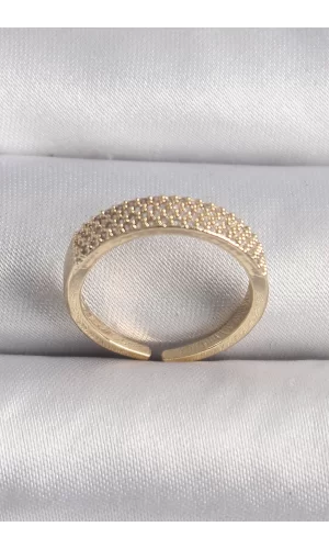 Pirinç Gold Renk Zirkon Taşlı VIP Seri Kadın Yüzük