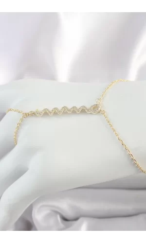 Pirinç Gold Renk Zirkon Taşlı Yılan Model Kadın Şahmeran