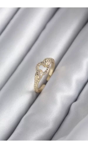 Pirinç Gold Renk Zirkon Taşlı Yılan Model Kadın Yüzük