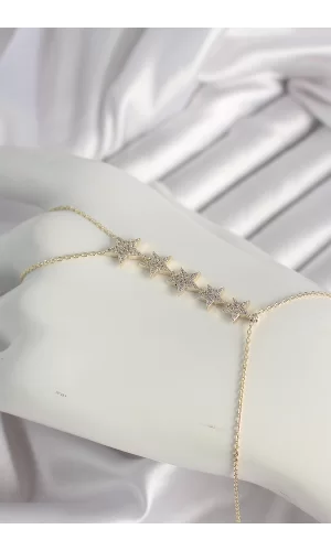 Pirinç Gold Renk Zirkon Taşlı Yıldız Model Kadın Şahmeran
