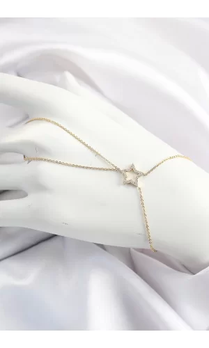 Pirinç Gold Renk Zirkon Taşlı Yıldız Model Şahmeran