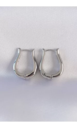 Pirinç Gümüş Renk İçi Boş Gül Küpe