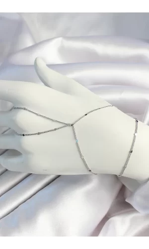 Pirinç Gümüş Renk Parçalı Ezme Zincirli Şahmeran