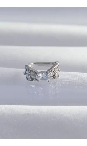 Pirinç Gümüş Renk Zirkon Taş Kaplama Earcuff Küpe