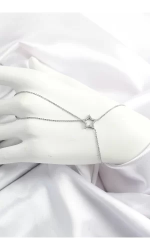 Pirinç Gümüş Renk Zirkon Taşlı Yıldız Model Şahmeran