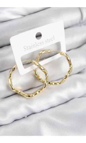Pirinç Halka Model Gold Renk Kadın Küpe