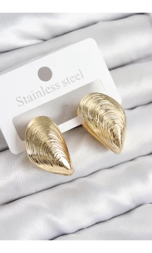 Pirinç İstiridye Model Gold Renk Kadın Küpe