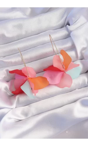 Pirinç Karışık Soft Renkli Flora Küpe