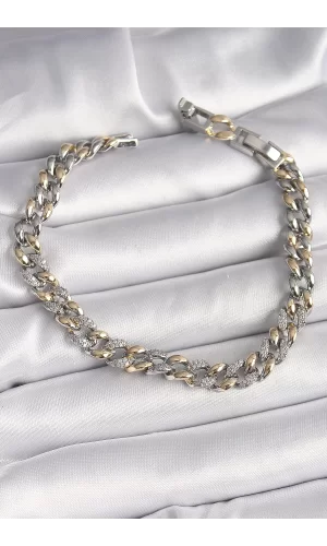 Pirinç Mix Renk Zirkon Taşlı Zincir Model VIP Seri Kadın Bileklik