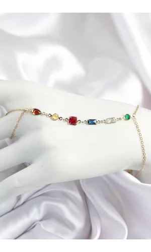 Pirinç Renkli Zirkon Taşlı Y Model Gold Renk Kadın Şahmeran