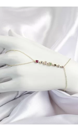 Pirinç Renkli Zirkon Taşlı Y Model Gold Renk Kadın Şahmeran