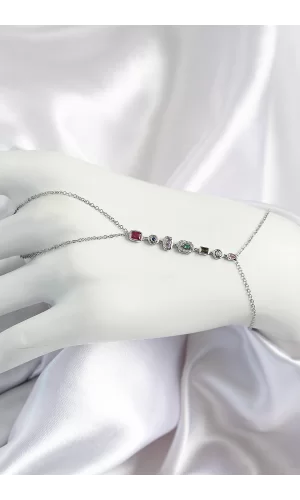 Pirinç Renkli Zirkon Taşlı Y Model Gümüş Renk Kadın Şahmeran