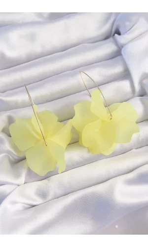 Pirinç Sarı Renkli Flora Küpe