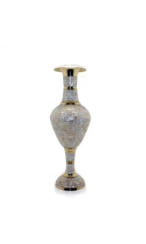 Pirinç Sedefli Vazo 35 Cm Ksk128