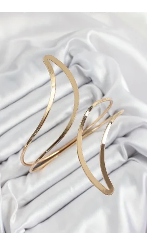 Pirinç Soyut Alev Desenli Gold Renk Kadın Pazu Bileklik