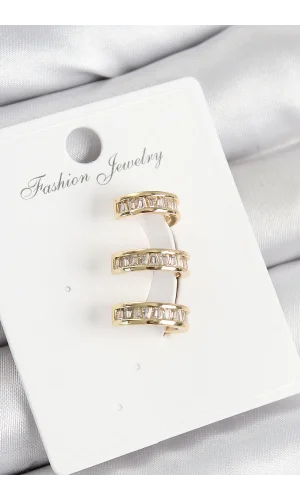 Pirinç Su Yolu Model Gold Renk Sağ Kıkırdak Küpe