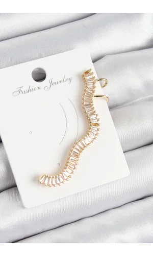 Pirinç Su Yolu Model Gold Renk Sağ Kıkırdak Küpe