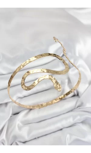 Pirinç Yılan Model Gold Renk Kadın Pazu Bileklik