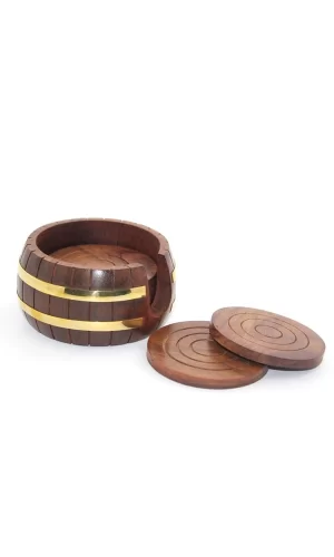 Pirinç Yuvarlak Ahşap Bardak Altı W431