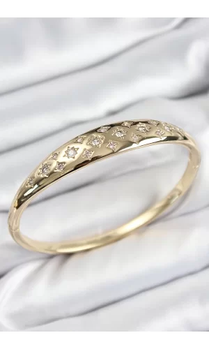 Pirinç Zirkon Taşlı Kutup Yıldızı Model Gold Renk Kadın Kelepçe
