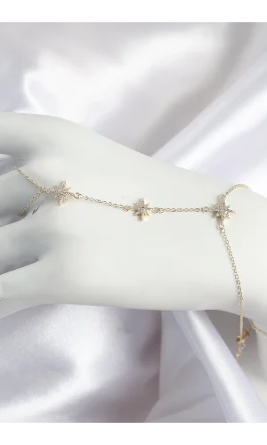 Pirinç Zirkon Taşlı Kutup Yıldızı Model Gold Renk Kadın Şahmeran