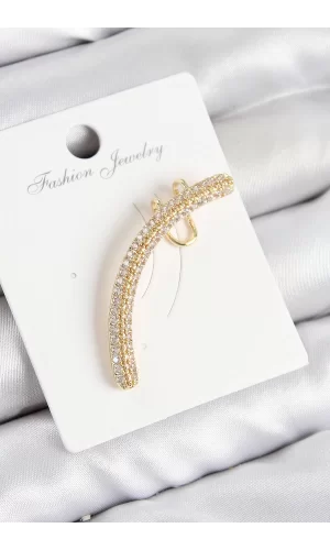 Pirinç Zirkon Taşlı Model Gold Renk Sağ Kıkırdak Küpe