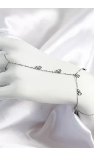 Pirinç Zirkon Taşlı Sallantılı Damla Model Gümüş Renk Kadın Şahmeran