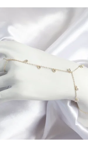 Pirinç Zirkon Taşlı Sallantılı Model Gold Renk Kadın Şahmeran