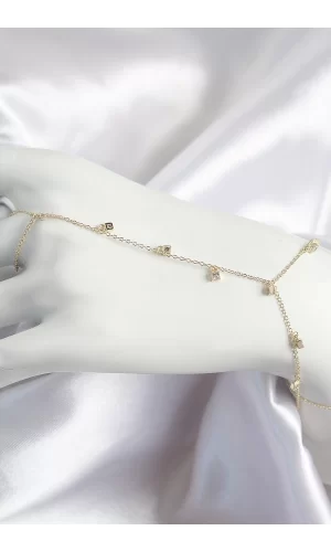 Pirinç Zirkon Taşlı Sallantılı Model Gold Renk Kadın Şahmeran