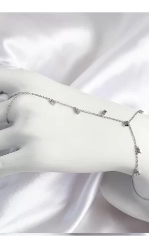 Pirinç Zirkon Taşlı Sallantılı Model Gümüş Renk Kadın Şahmeran