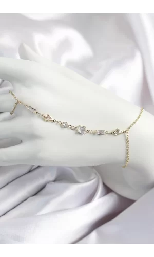 Pirinç Zirkon Taşlı Y Model Gold Renk Kadın Şahmeran