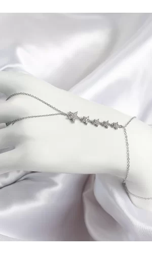 Pirinç Zirkon Taşlı Yıldız Model Gümüş Renk Kadın Şahmeran