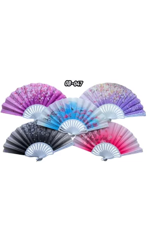 Plastik Kumaş Yelpaze 12li Karışık Ob-047