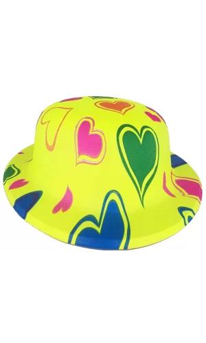 Plastik Neon Desenli Uv Işık Parti Şapkası Sarı 1 Adet