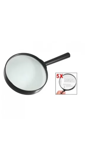 Plastik Siyah Yuvarlak Kolu 100mm Dia Büyüteç 5x Büyüteç