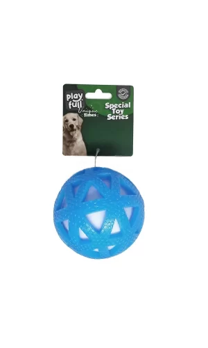 Playfull Işıklı Üçgen Desenli Plastik Top Köpek Oyuncağı 7,5 Cm Mavi