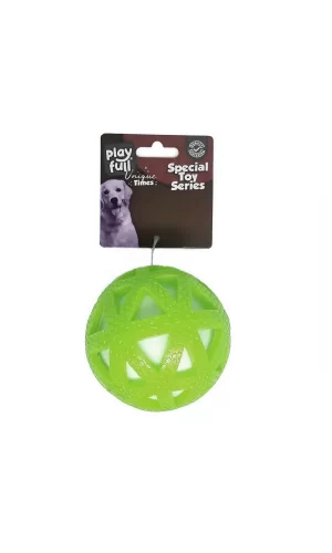 Playfull Işıklı Üçgen Desenli Plastik Top Köpek Oyuncağı 7,5 Cm Yeşil