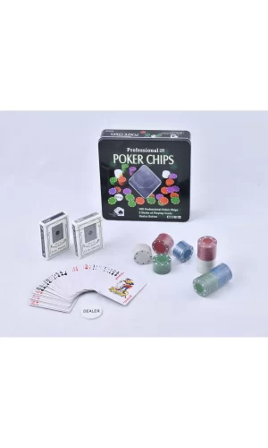 Poker Oyunu 100 Chip Ve 2 Adet İskambil Kağıt Setine Sahip Poker Oyunu No 1