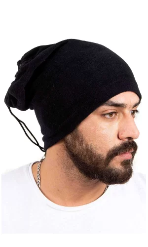Polar Unisex İpli Bere ve Boyunluk Siyah