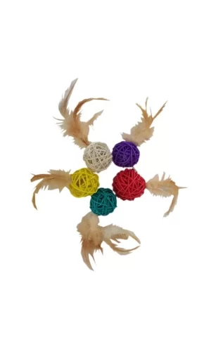 Polo Kedi Oyuncağı Renkli Hasır Toplar 4*13 cm