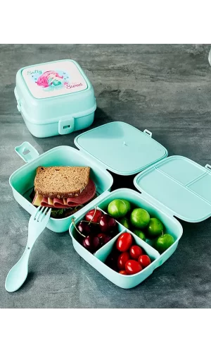 Porky Lol Desenli 4 Bölmeli Çatallı Beslenme Kabı - Diyet Kabı