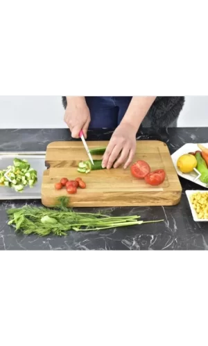 Pratik Tepsili Ahşap Kesme Tahtası
