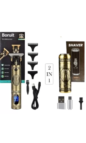 Pro 2 İn 1 Vintage Traş Makinesi Şarjlı Dijital Göstergeli Aliminyum Gövde