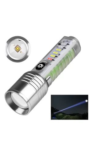 Profesyonel Tg Led Güçlü 8 Modlu Type-c 1000 Lümen Polis Çakarlı Şarjlı El Feneri