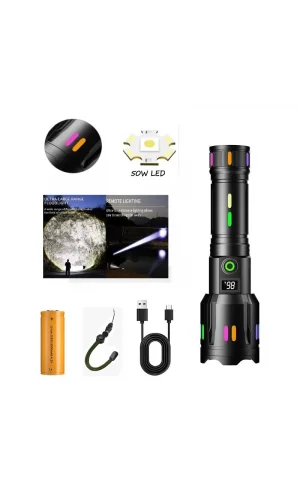 Ps-9885 Profesyonel Zoomlu 50w Şarjlı Powerbank Avcı Polis El Feneri