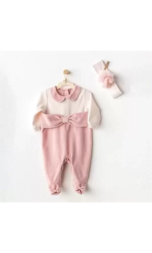 Luz&Pos Puppy Gazelle Kadife Bebe Tulum Takım Pink