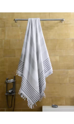 Pure Linen 90x170 cm Doğal Pamuk Peştamal Havlu Gri